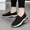 thumbnail image 5 of Floleo Women's Slip-On Hollow Knit Mesh Walking Shoes, Round Toe Cushioned Curved Midsole Footwear, Six Solid Tone Non-Slip Breathable Daily Casual Loafers(Black,9), 5 of 9