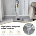 thumbnail image 2 of 23.6" Modern Glass End Table, Square Sofa Side Coffee Table with Mirrored Stainless Steel Base for Living Room, Home Office., 2 of 6