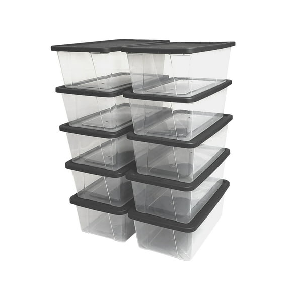 Homz Snaplock 6 Qt Clear Organizer Storage Container Bin w/ Lid (10 Pack)