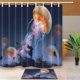 thumbnail image 1 of Cortina de Ducha ABPHQTO Silueta Chica Mirando Medusas Cielo Flotante 160x180 cm con Felpudo Alfombras de Baño 40x60 cm, 1 of 1