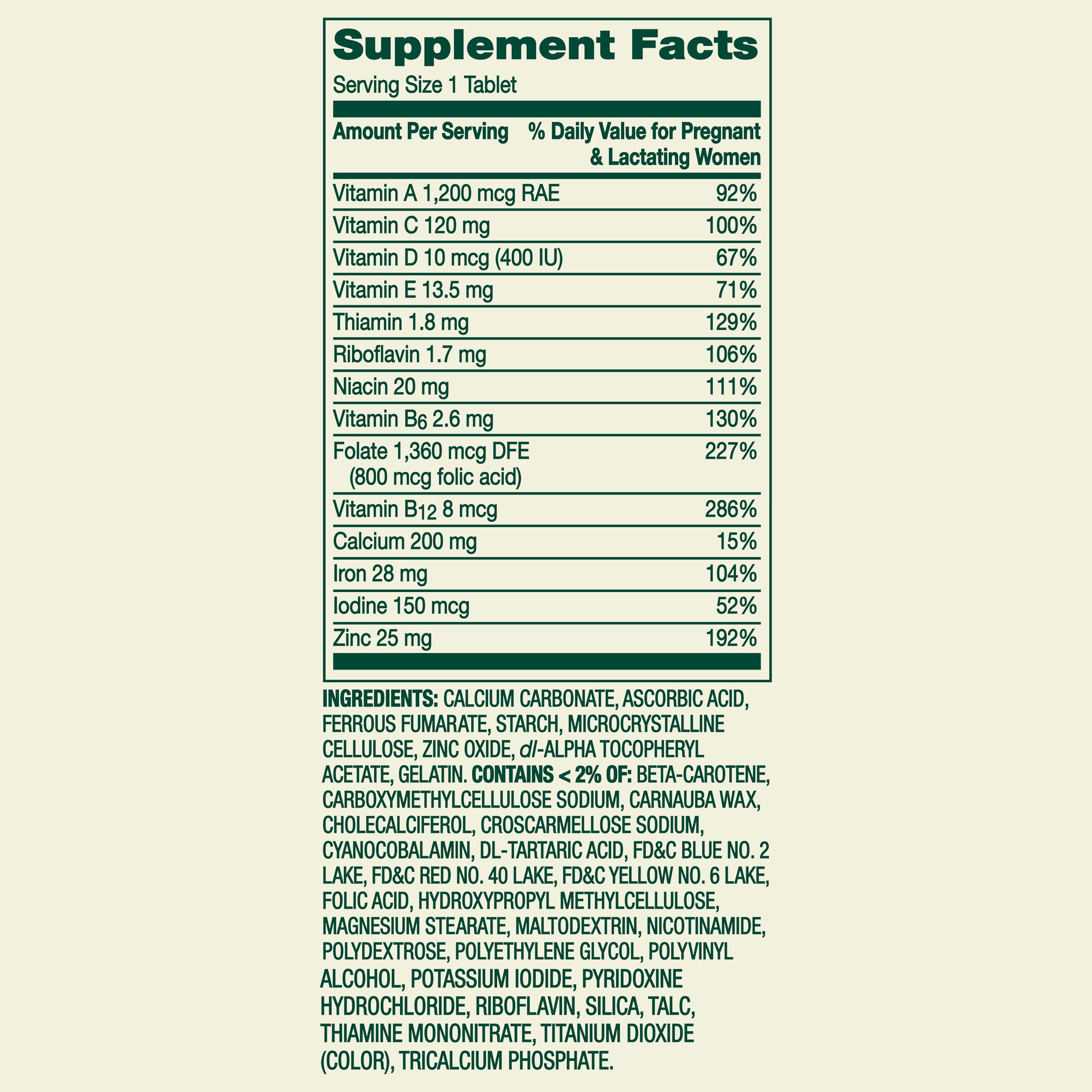 Spring Valley Prenatal Multivitamin/Multimineral for Pregnant and Nursing Women Dietary Supplement Tablets, 100 Count