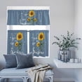 thumbnail image 6 of 3 Piece Kitchen Curtains and Valances Set Haze Blue Sunshine Sunflower Cafe Curtains 36 Inch Length Pastoral Bees Farmhouse Floral Valance & Tier Curtain for Living Room Bedroom 54"x18"+27"x36"*2, 6 of 6