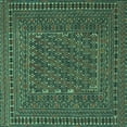 thumbnail image 1 of Ahgly Company Machine Washable Indoor Square Southwestern Turquoise Blue Country Area Rugs, 6' Square, 1 of 4