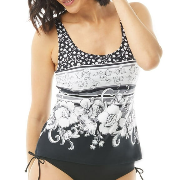 Women's Beach House H61950 Under the Border Walk Julie Tankini Swim Top (Black 10)