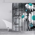 thumbnail image 4 of Teal Floral Shower Curtain, Live Laugh Love Inspirational Quote Turquoise White Daisy Flower Blue Butterfly Modern Bathroom Decor, Waterproof Fabric Shower Curtain Set, 72 X 72 Inch, Raindrop, 4 of 6