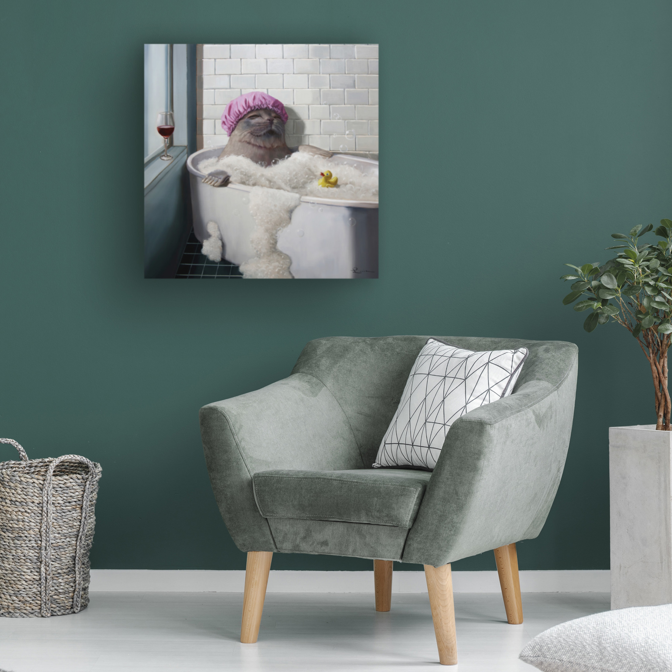 Canvas Wall Art - Lucia Heffernan 'Bubble Bath' Wall Art for Living Room, Bedroom, or Office Décor by Trademark Fine Art - 14 x 14 Inches