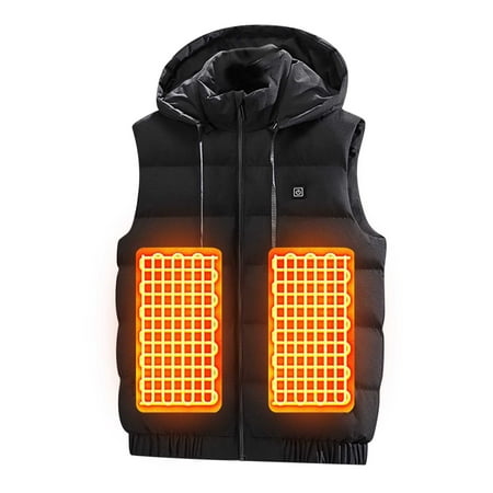 guisaled Mens Heated Vest with Hood Lightweight Rechargeable USB Heated Vest 9 Heating Levels Battery Pack Not Included Heated Jackets Friday Flash Deal