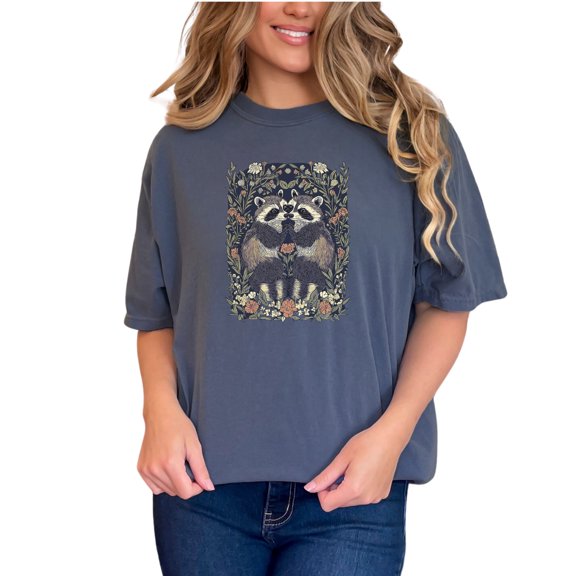 Cute Raccoon Illustration T-Shirt, Adorable Wildlife Animal Tee, Nature Lover's Graphic Shirt, Unique Forest Animal Artwork Top, Denim Comfort Colors T-Shirt, Small