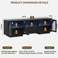 thumbnail image 2 of TV Stand for 75 inch TV, LED TV Stand for Living Room,70" Entertainment Center with Arched Glass Doors, Faux Marble Wood Finish Top, Adjustable Shelves, and LED Lighting, Black, 2 of 7