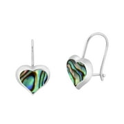 AeraVida Ocean Colors Love and Romantic Hearts Abalone Seashell Inlay on Sterling Silver | Ear Fish Hook Lock Earrings | Casual Fashion Jewelry Gifts for Female