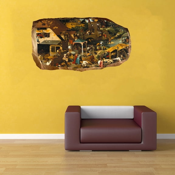 Startonight 3D Mural Wall Art Photo Decor Make a Trip in Old Europe Amazing Dual View Surprise Medium Wall Mural Wallpaper for Bedroom Urban Collection Wall Paper Art 32.28 inch By 59.06 inch