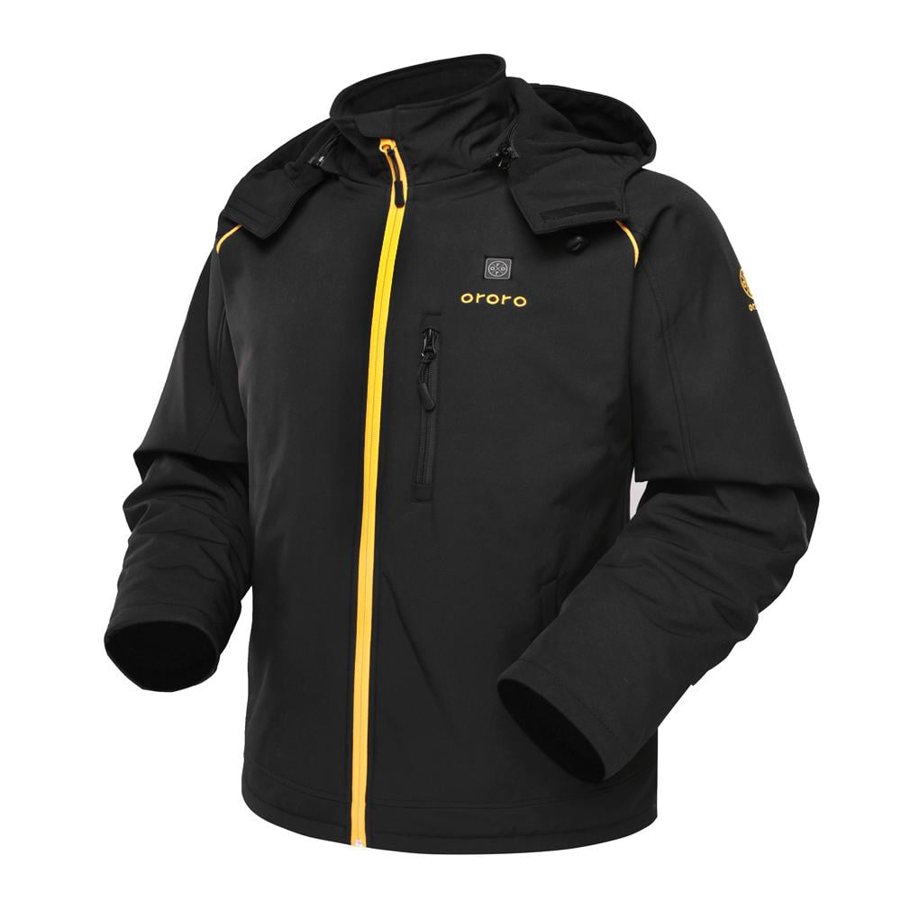 ORORO Men's Soft Shell Heated Jacket with Detachable Hood and Battery Pack