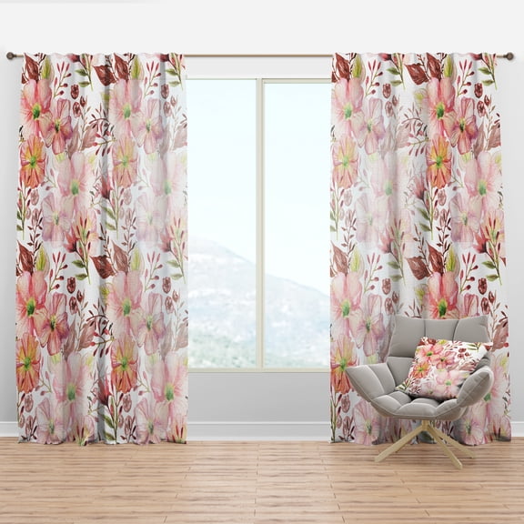 Designart 'Botanical Floral Retro III' Mid-Century Modern Curtain Panel