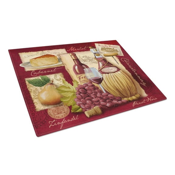 Carolines Treasures PTW2046LCB Wine and Cheese Glass Cutting Board Large, 12H x 16W, multicolor