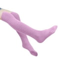 thumbnail image 4 of NAISIBABY Girls High Tube Socks, Solid Color Cotton Stretch School Uniform Dance Socks Purple 3-12T, 4 of 5