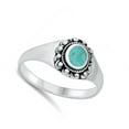 thumbnail image 4 of Classic Bali Bead Simulated Turquoise Rope Swirl .925 Sterling Silver Band Blue CZ Female Size 7, 4 of 4