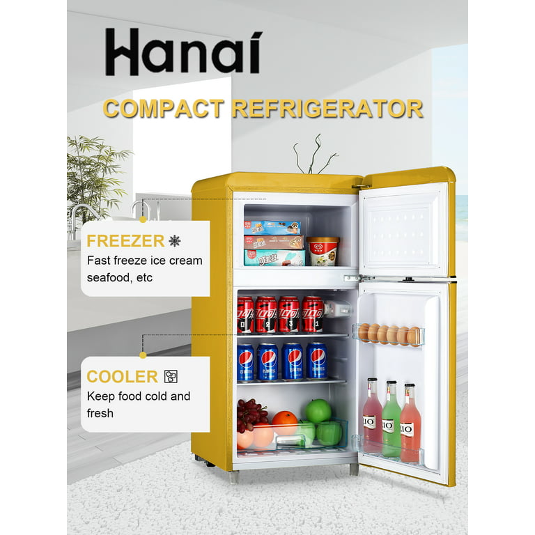  WANAI 3.2 Cu.Ft Mini Fridge Door Design Compact Refrigerator  with Freezer,7 Level Adjustable Thermostat Removable Shelves Small  Refrigerator for Office Dorm Apartment Black : Grocery & Gourmet Food
