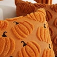 thumbnail image 4 of 20x20" Autumn Room Decor - Fluffy 3D Pumpkin Throw Pillow Covers - Premium Soft Faux Fur Cozy Cushion Cases for Couch Sofa and Fall Harvest Festival Halloween, 4 of 8