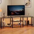 thumbnail image 3 of EastVita 67 Inch Large TV Stand with LED Lights for 55/65/75 Inch TV Corner Entertainment Center with Power Outlets 4 Open Storage Shelves Media Console for Living Room Bedroom Vintage Grey, 3 of 8