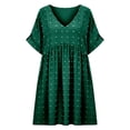 thumbnail image 7 of Women's V Neck Short Sleeve Ruffle Loose Summer Flowy Mini Dress, 7 of 7