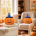 thumbnail image 6 of Euahivb Halloween Pumpkin Stuffed Toy Plush Pillow 13.8 x 13.8 Inch Soft Cushion with Blue Witch Hat for Couch Living Room Spooky Seasonal Decor, 6 of 7