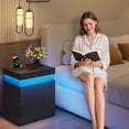 thumbnail image 2 of Nightstand with 2 Storage Drawers,Smart Night Stand for Bedroom,End Table with Charging Station and LED Lights,Nightstand with Sliding Top,Black, 2 of 8