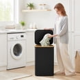 thumbnail image 5 of Norcho 100L Laundry Basket with Lid, Large Foldable Laundry Hamper with Bamboo Handles and Removable Bag, Black, Back to School, 5 of 9