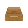 thumbnail image 3 of Lusan Square Decorative Box Set - Camel Brown Faux Shagreen, 3 of 11