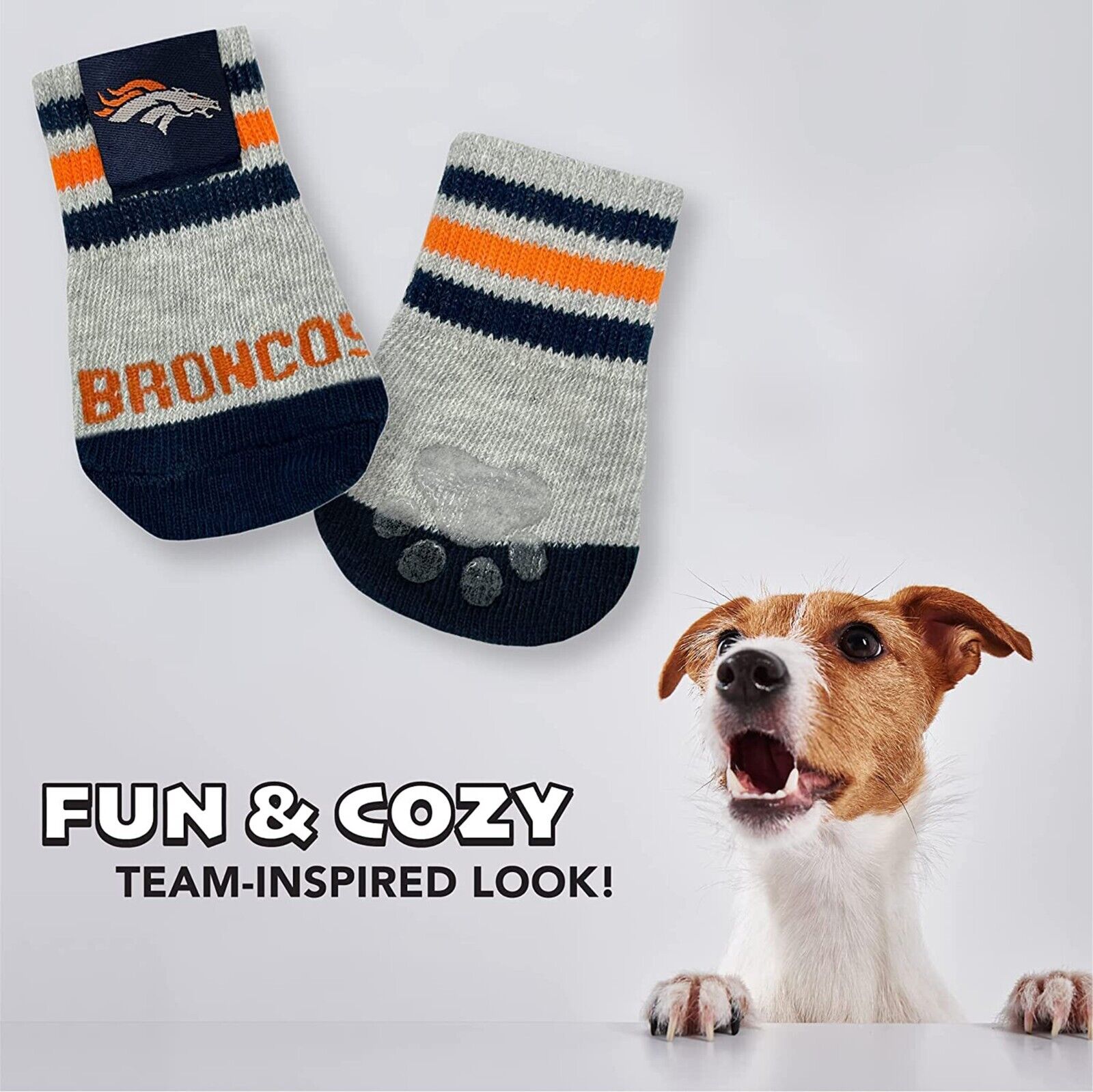 NFL Anti Slip Dog Socks with Elastic Ribbed Top Indoor/Outdoor Paw Protection