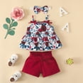 thumbnail image 6 of CAUYDY Infant Toddler Baby Girl Summer Clothes Floral Ruffle Sleeve Shirt Dress Tops and Bloomers Shorts Set Cute Outfits (Sizes 6-9 Months,D01-Red), 6 of 9