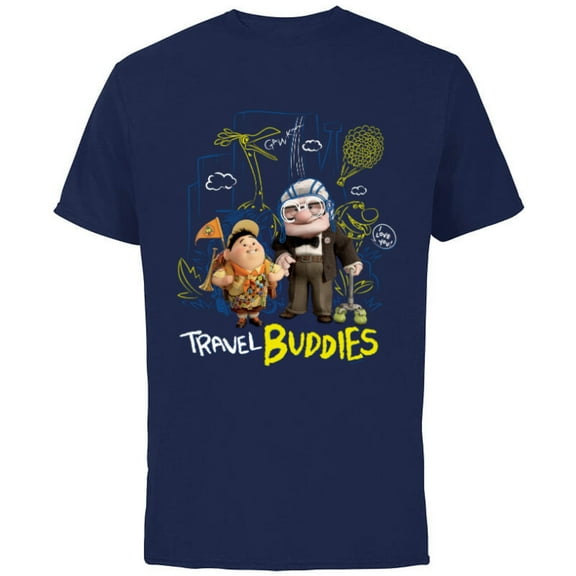Disney and Pixar’s Up Carl Russell Kevin Dug Travel Buddies - Short Sleeve Cotton T-Shirt for Adults - Customized-Navy