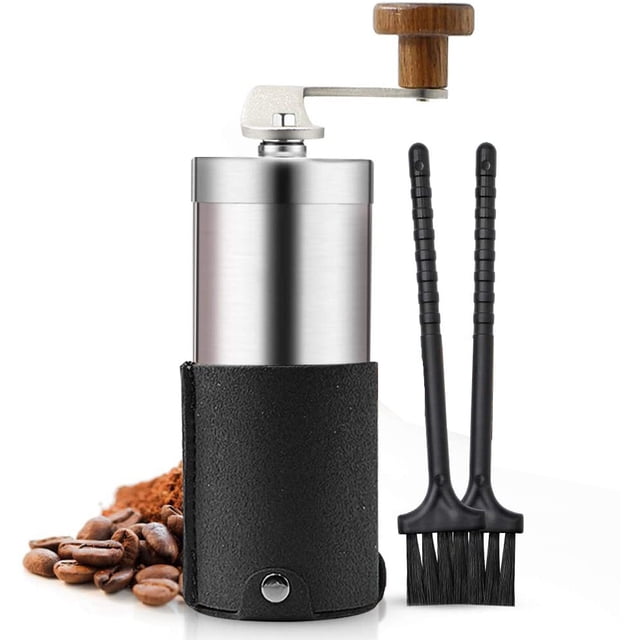Molinillo de café manual portátil de acero inoxidable con 2 cepillos de molinillo UHUSE Molinillo de café manual