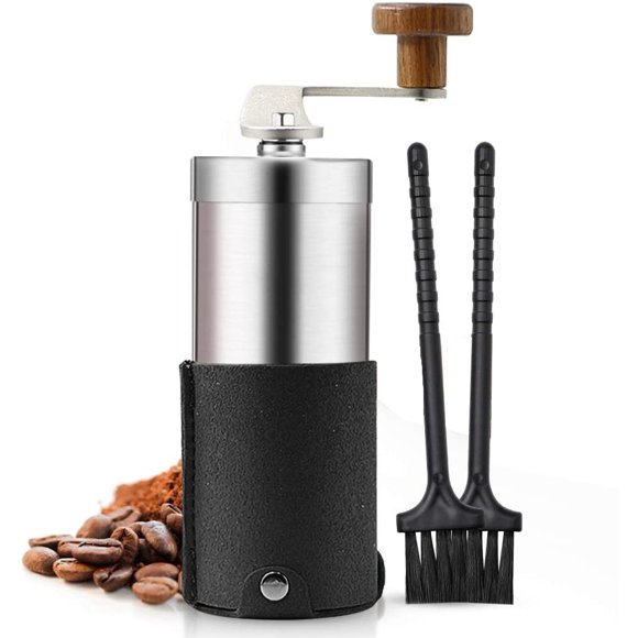 Molinillo de café manual portátil de acero inoxidable con 2 cepillos de molinillo UHUSE Molinillo de café manual