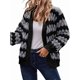 thumbnail image 2 of Suéter de Invierno de Punto Holgado con Rayas y Mangas Farol para Mujer, Moda de Otoño Gris Negro M, 2 of 10