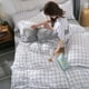 thumbnail image 2 of Juego de cama de cuatro piezas de algodón cepillado Aloe simple para hombre, juego de sábana y edredón de tres piezas a cuadros a rayas, 2 of 6