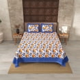 thumbnail image 4 of 180 TC Cotton Blue Wavy Border and Floral Print 100% Pure Cotton 90 x 108 Inch Double BedSheet with 2 Pillow Covers, 4 of 4