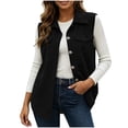 thumbnail image 3 of Womens Vest Dressy Casual Womens Fashion Solid Color Sleeveless Blouses Turndown Collar Tank Coat Womens Winter Clothes, 3 of 10