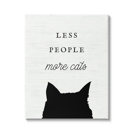 Stupell Industries Less People More Cats Inspirational Painting Gallery Wrapped Canvas Art Print Wall Art, 16 x 20