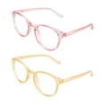 thumbnail image 4 of Blue Light Blocking Glasses, 2 Pack Computer Reading Glasses for Anti Eyestrain，Stylish Oval Frame, Anti Glare(Clear Pink + Champagne, +1.25 Magnification), 4 of 6