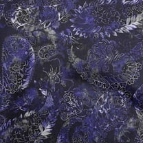 oneOone Cotton Cambric Royal Blue Fabric Paisley Craft Projects Decor Fabric Printed By The Yard 42 Inch Wide