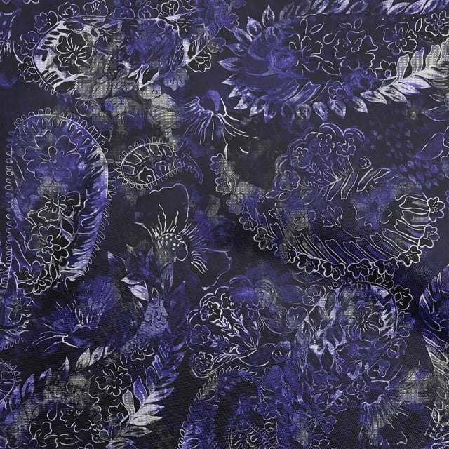 oneOone Tissu Polyester Spandex Bleu Royal Tissu pour Robe Paisley Tissu Imprimé au Mètre 56 Pouces de Large