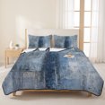thumbnail image 3 of King Quilt Set 96''x106'', Blue Lightweight Bedspread Coverlet Set with 2 Pillow Shams, Retro Oil Painting Modern Abstract Art Breathable All Season Quilt Bedding for Bedroom/Guest Room, 3 of 9