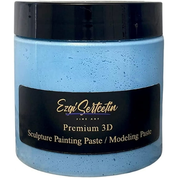 3D Sculpture Painting Paste|Modeling Paste|Decorative Plaster|Ready to Use|Unique Metallic Pearl and Neon Colors|Ideal for Artwork|Stencil|Flowers|Texture and Art Relief|6 oz|Metallic Light Blue