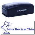 thumbnail image 1 of Large Pre-Inked Lets review this with Lamp Stamp, Slim 1854, Ultra Slim Design, Impression Size 1-13/16" by 2-1/2", Up to 25,000 Impressions - Blue Ink, 1 of 10