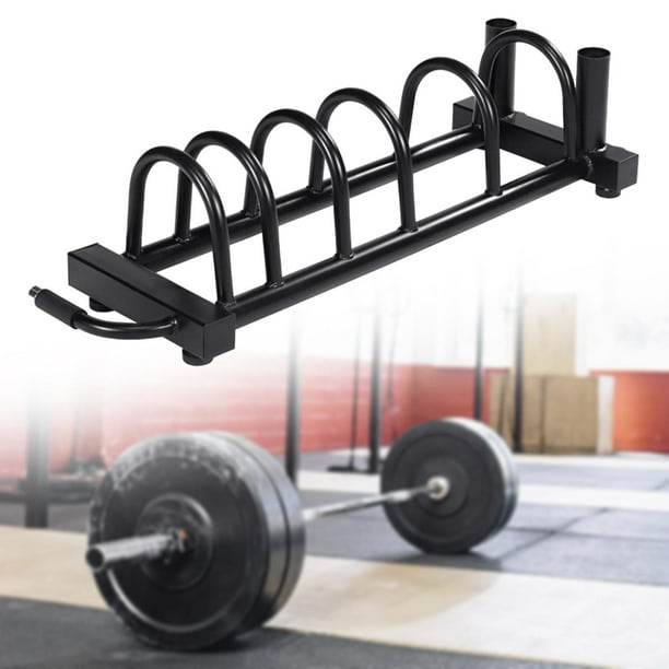 Soporte para barra de pesas, soporte para placa de pesas, fácil movilidad Horizontal, estante de placa de marco de acero portátil resistente para Negro