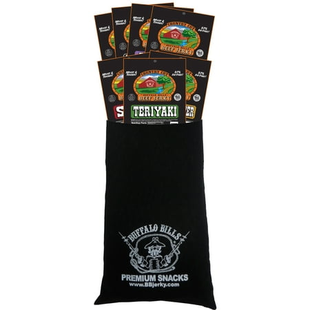 Buffalo Bills 7-Piece Country Cut Beef Jerky Sampler Black Velour Wine Gift Bag (seven 1.5oz packs)