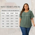 thumbnail image 4 of LANREMON Plus Size Womens Tops Summer T-shirts for Women Green Scoop Neck Flutter Sleeves Eyelet Embroidery Loose Tunic Tops 2XL, 4 of 7