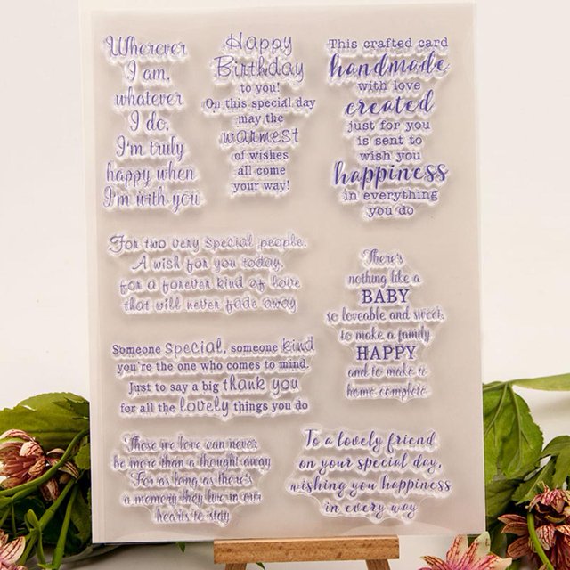 DIY sello transparente claro 15x21cm TPR Durable Simple creativo silicona tarjeta hecha a mano foto gracias tema sello Decoración Hugtrwg Para estrenar