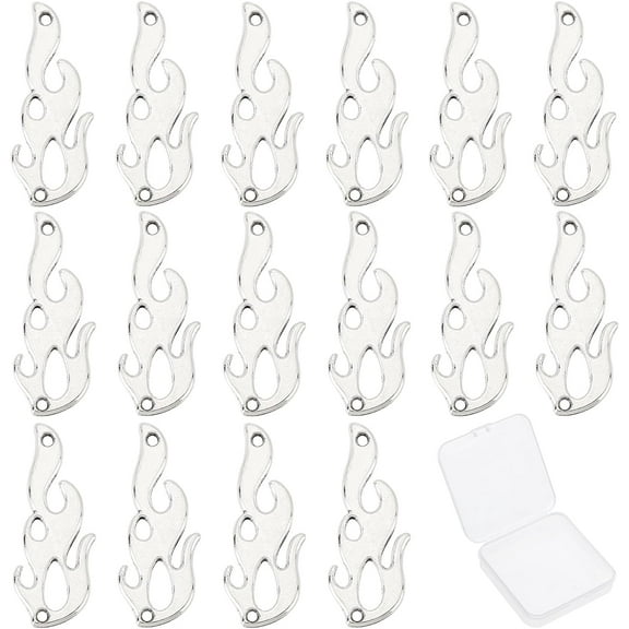 1 Box 40Pcs Fire Charm Flame Charms Bulk Camping Pendants Vintage Tibetan Alloy Antique Silver Links Connectors for Jewelry Making Charms Necklace Bracelet DIY Craft Findings Supplies Women DIY