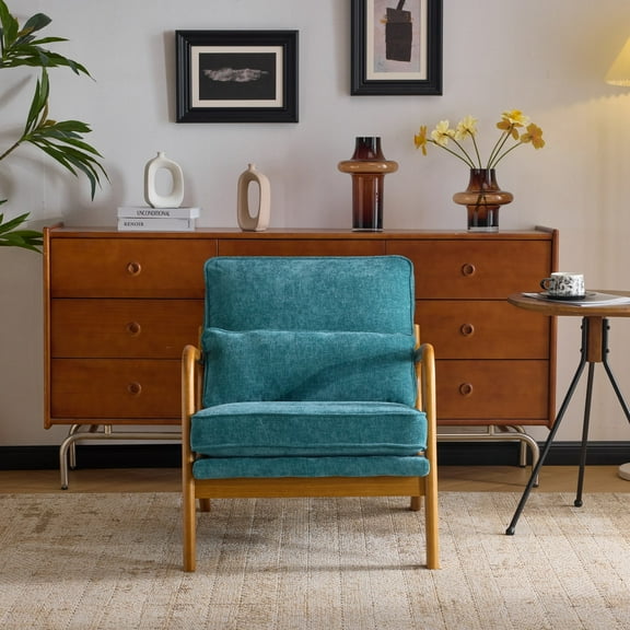 PetFurnishn Teal Upholstered Recliner Chair Sofa Living Room Couch Armchair With Cuchion